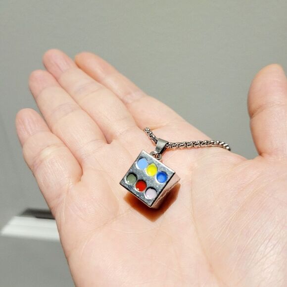 Brand New Funny Dice Silver Necklace - Picture 3 of 8